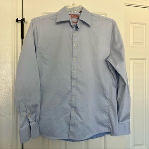 EUC Pink Thomas Pink London The Independent Button Down Dress Shirt Blue 16.5”